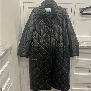 Stand Studio Black Quilted Vegan Coat